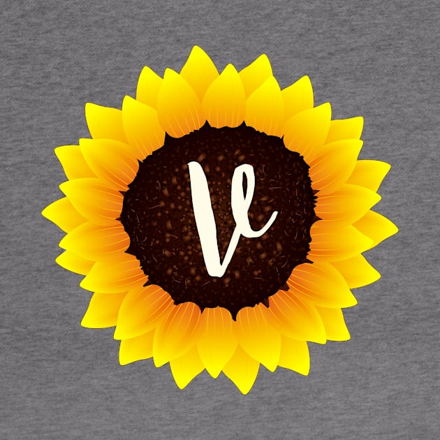 Floral Monogram V Bright Yellow Sunflower by floralmonogram